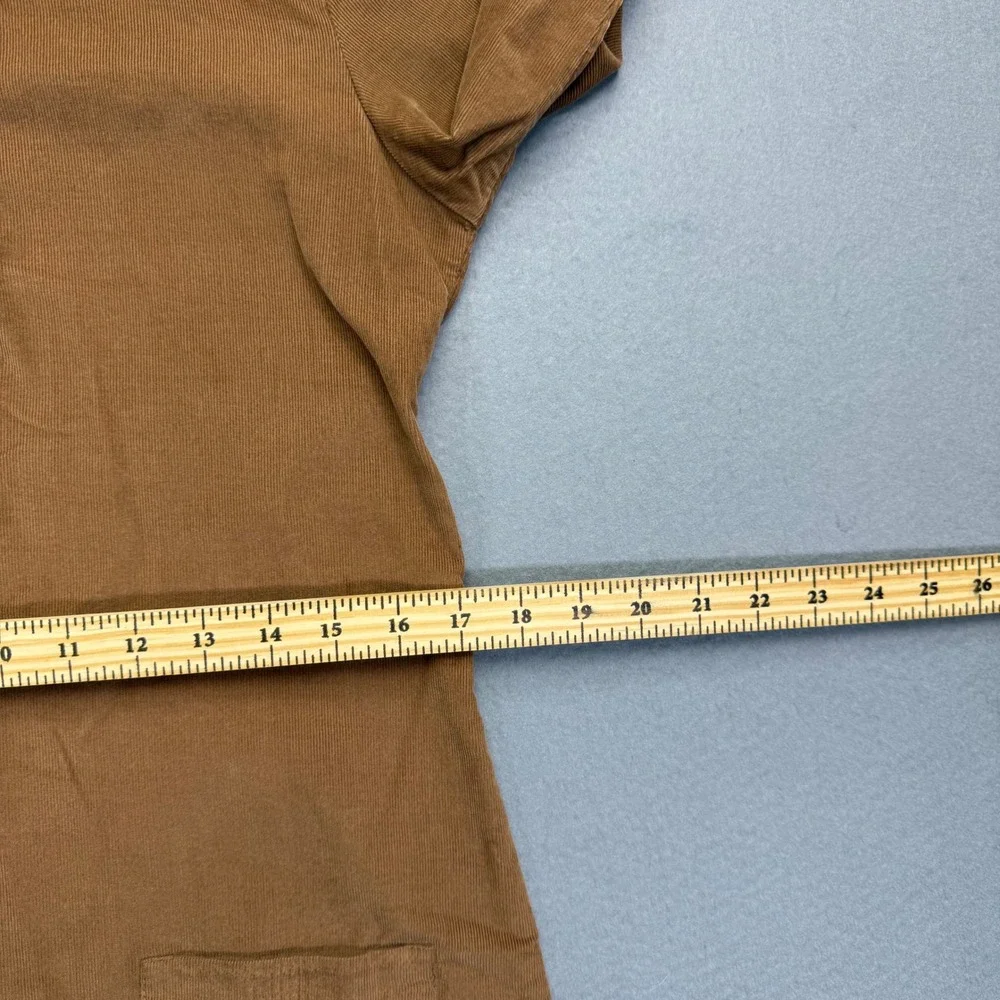 Kayce Hughes Womens Brown Corduroy Shift Dress Size 4 Long Sleeve White‎ Piping